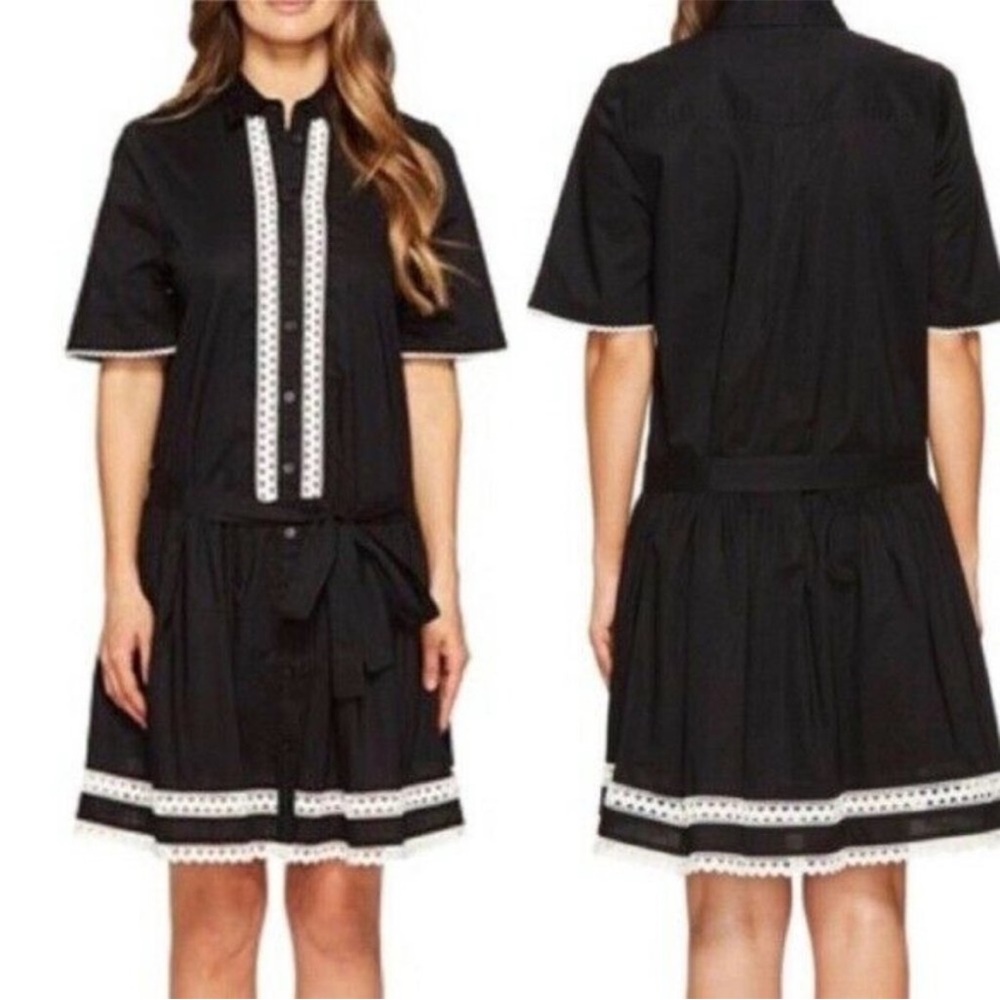 Kate Spade x Broome Street Cotton shirtdress with lace trim size S
